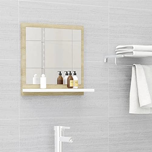 Wall Mounted Bathroom Mirror with Shelf White and Sonoma Oak 1