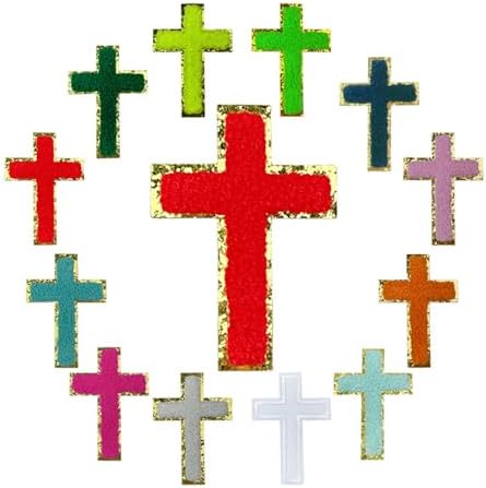 12-Pack Cross Embroidered Patches for DIY Clothing and Accessory Decoration