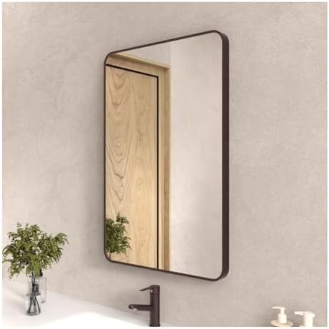 24x36 Inch Rounded Rectangle Bathroom Mirror with Oil Rubbed Bronze Frame