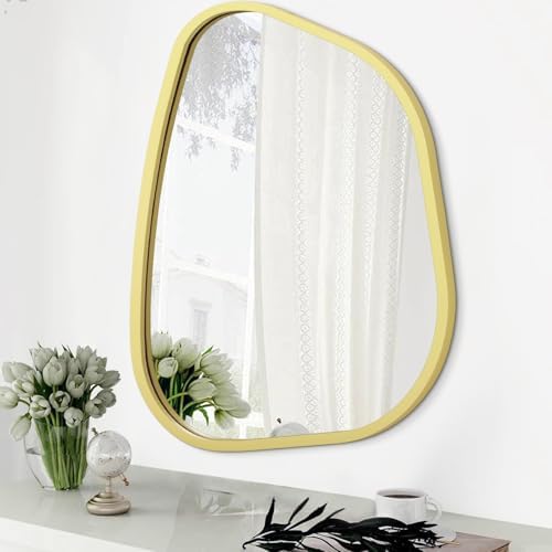Asymmetrical Irregular Oval Wood Frame Mirror 20x16