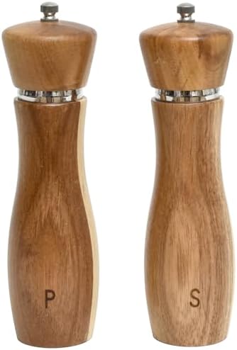 SwallowLiving Acacia Wood Salt Pepper Mill Set