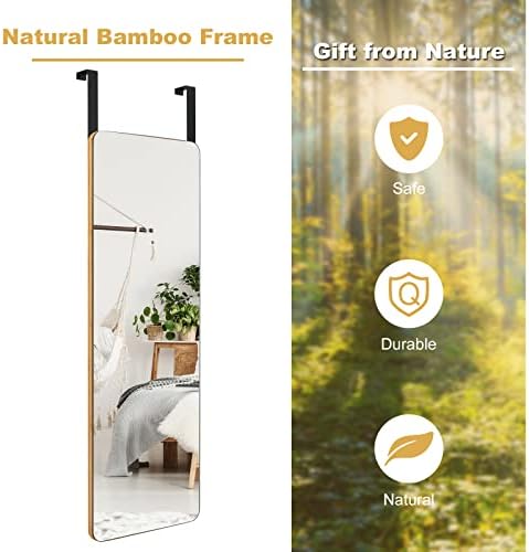 Tangkula 395 x 14 Rectangle Mirror with Bamboo Frame