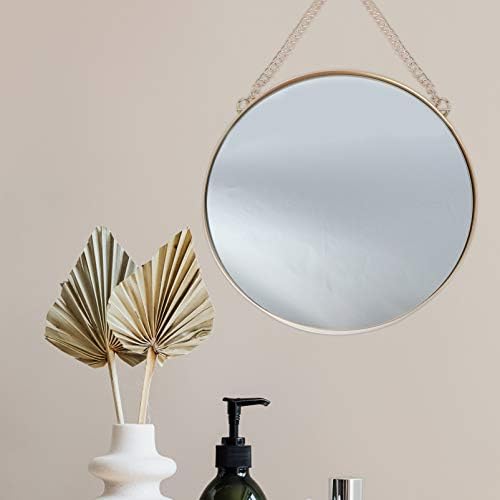 Veemoon Wall Hanging Round Mirror 10x15 Gold Frame with Chain for Home Decor