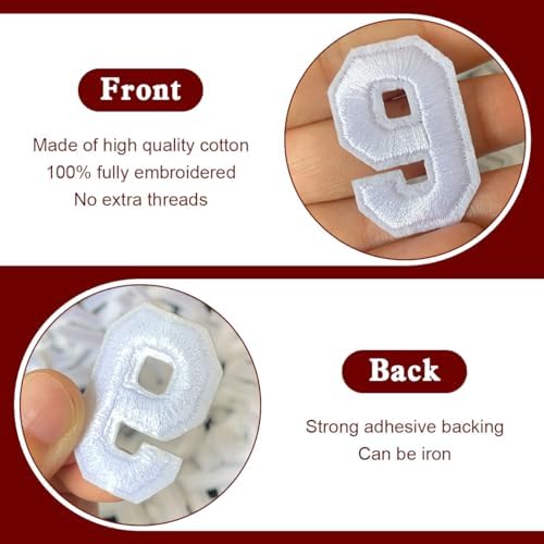 30PCS Embroidery Applique Patches - White 0-9 Iron On Numbers