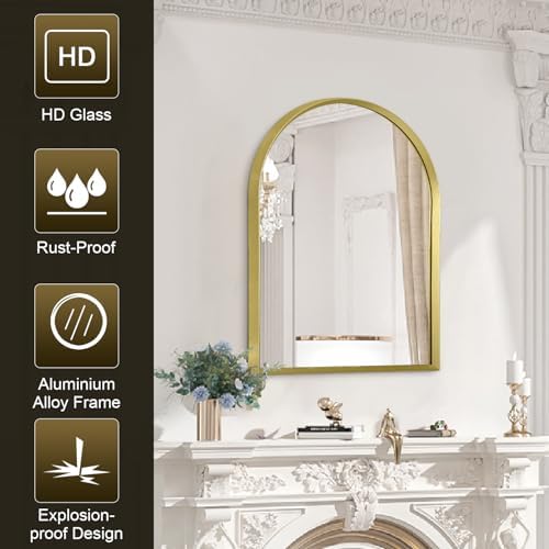 HLFMVWE 20x16 Arch Wall Mirror Aluminum Frame