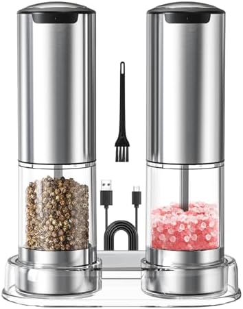 SOENGLYUN Rechargeable Salt Pepper Grinder Set With LED Light