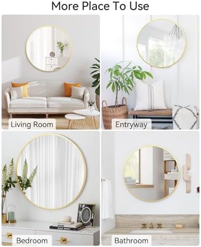 30 Inch Gold Round Mirror for Home Decor