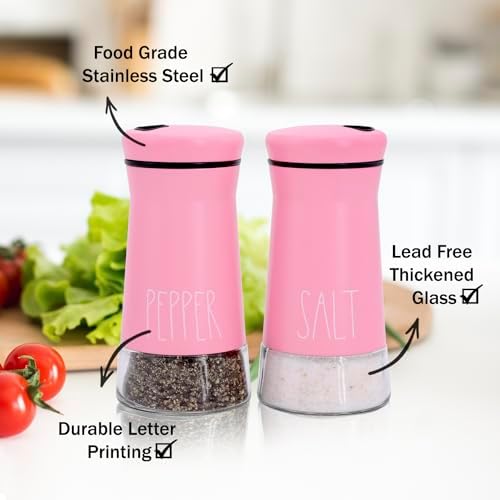 Aelga Pink Salt Pepper Shakers Set
