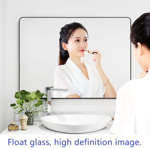 Rectangular Aluminum Bathroom Mirror with Round Corners White 30x40cm
