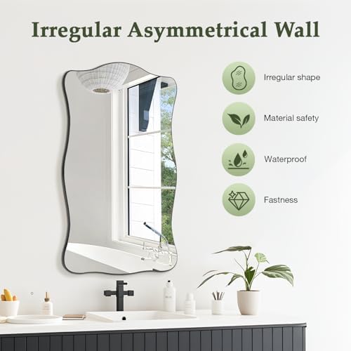 PUZONJIG Irregular Mirror 32x21 Black Frameless