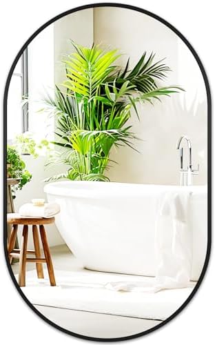 Fabuday Matte Black Oval Wall Mirror 20x33