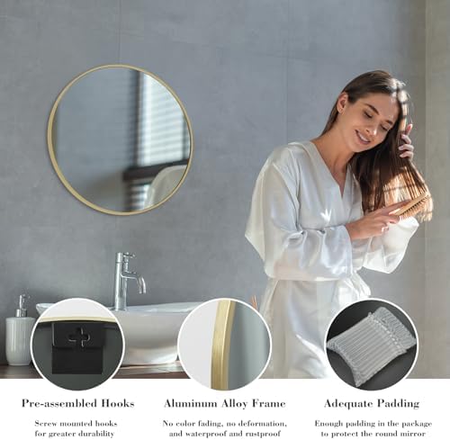 Star20XX 20 Inch Gold Round Wall Mirror for Bathroom Vanity Entryway