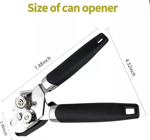 Manual Can Opener with Smooth Edge Blade and Bottle Opener Black
