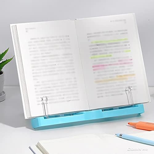 Adjustable Book Stand for Reading Cookbooks Tablets Blue