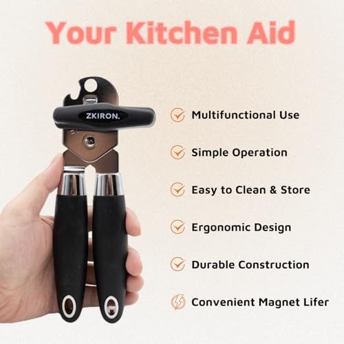 ZKIRON Multi-Function Can Opener with Magnetic Lid Lifter