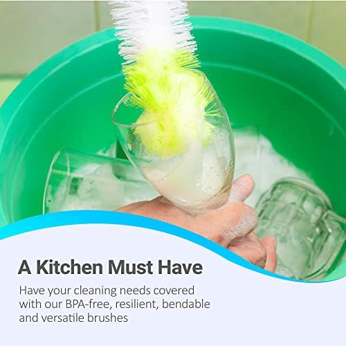 Andalus Brands 5-Piece Long Bottle Brush Set for Bottles Straws Lids