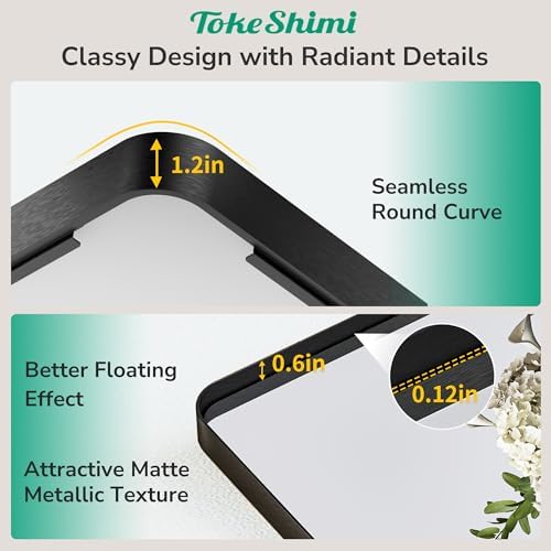 TokeShimi 24x32 Black Bathroom Mirror with Tempered Glass 1
