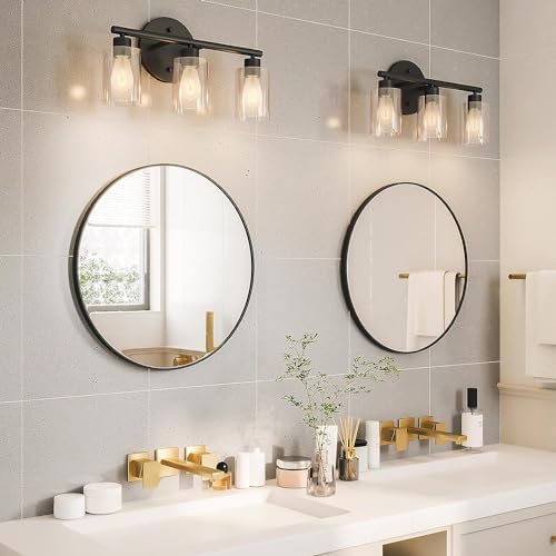 Black Metal Framed 24 Inch Round Wall Mirror