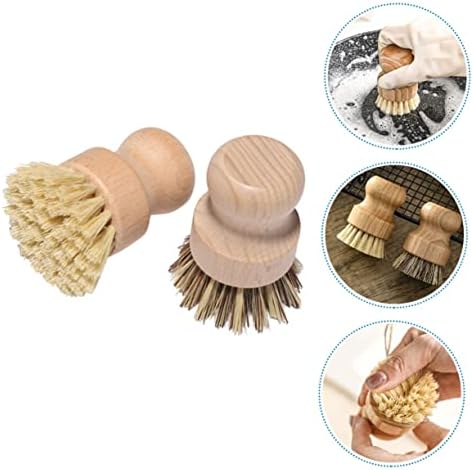 Yardenfun 2pcs Bamboo Handle Dish Scrubber