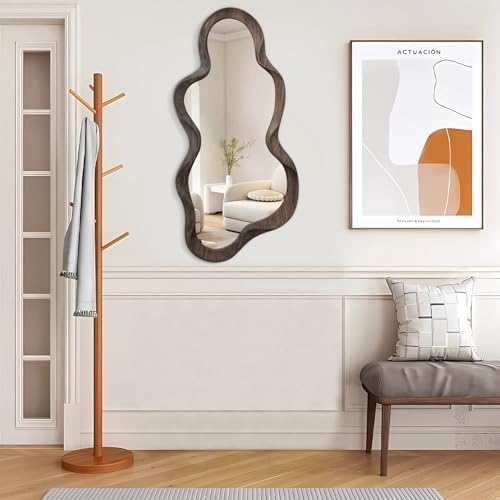 Lzuso Cloud Wavy Mirror with Wood Frame