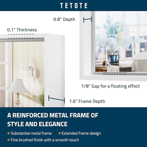 TETOTE 24x32 Inch White Framed Rectangle Mirror