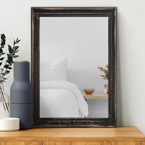 MWAZZLL 20x16 Inch Rustic Farmhouse Wall Mirror with Wood Frame