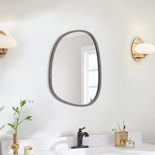 Lzuso Asymmetrical Oval Wood Frame Mirror