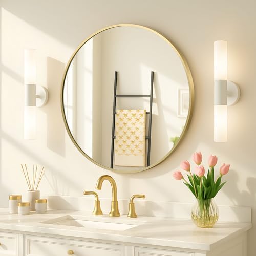 MZON 20 Inch Round Gold Frame Wall Mirror