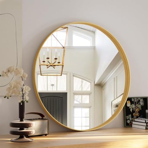 VooBang 32 Inch Round Gold Mirror for Bathroom