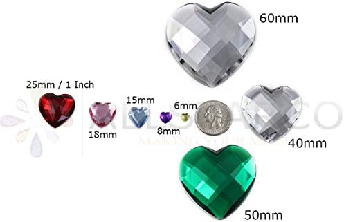 Allstarco 50mm Heart Rhinestones 2 Pieces Flat Back Crystal AB H702