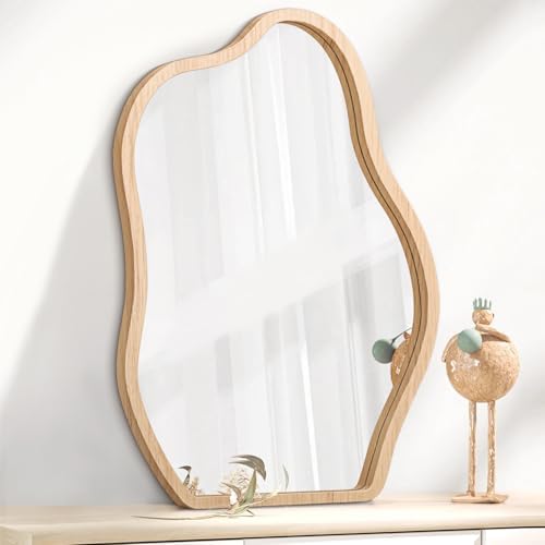 Unique Wood Frame Asymmetrical Wall Mirror
