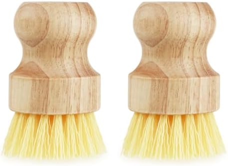 Yuntop 2 Pcs Dish Brush Wood Dishes Scrub Brush Kitchen Cleaning Set