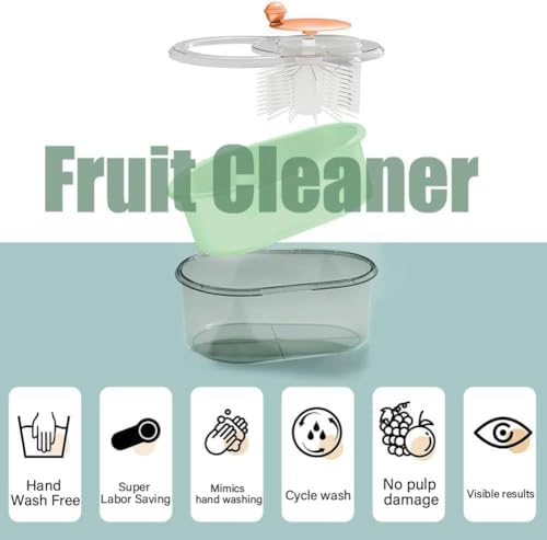 Fruit and Vegetable Washing Machine with Brush and Bowl Blue