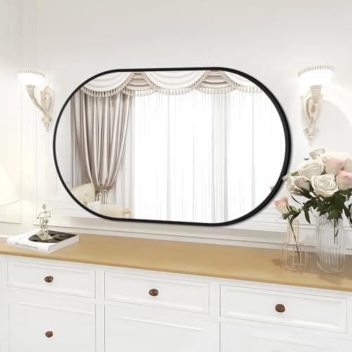 Fabuday Matte Black Oval Wall Mirror 20x33