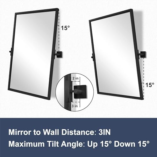 Moon Mirror 24 x 36 Inch Modern Wall Vanity Mirror Black