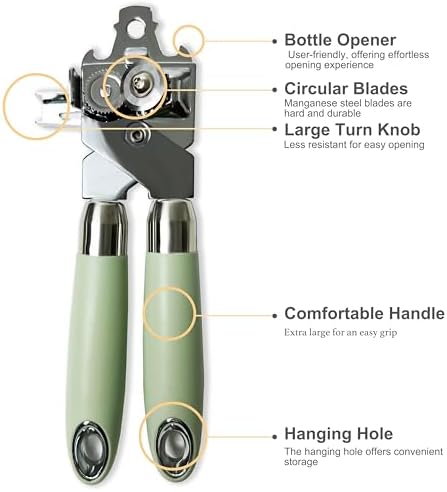 LunaCozy Heavy Duty Manual Can Opener with Bottle Opener