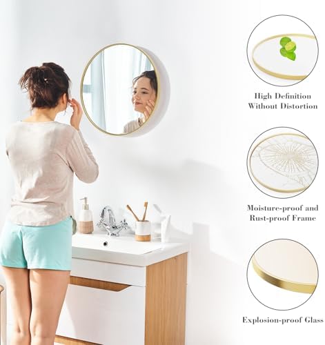 Star20XX 20 Inch Gold Round Wall Mirror for Bathroom Vanity Entryway