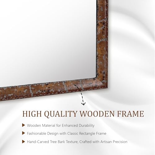 CULER Rustic Wood Wall Mirror 20x30 Inch