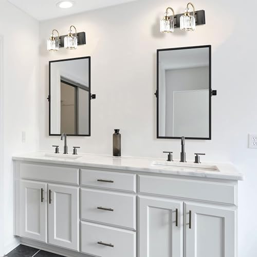Moon Mirror 24 x 36 Inch Modern Wall Vanity Mirror Black