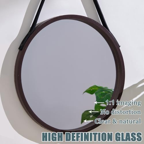 LTSRLL Wooden Round Wall Mirror with Sturdy Chain 1