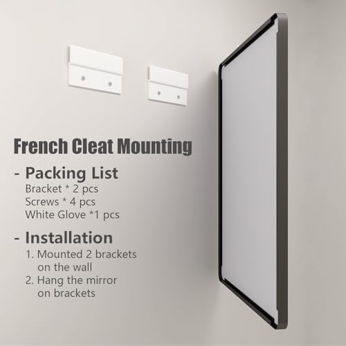 CHARMOR 20x30 Inch Black Metal Framed Wall Mirror