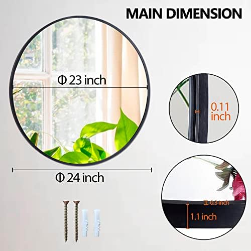 Smartxchoices 24 Inch Round Mirror with Metal Frame