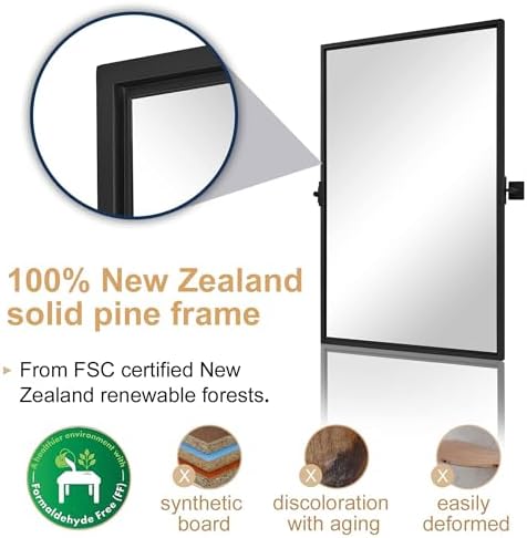 Moon Mirror 24 x 36 Inch Modern Wall Vanity Mirror Black