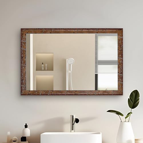 CULER Rustic Wood Wall Mirror 20x30 Inch