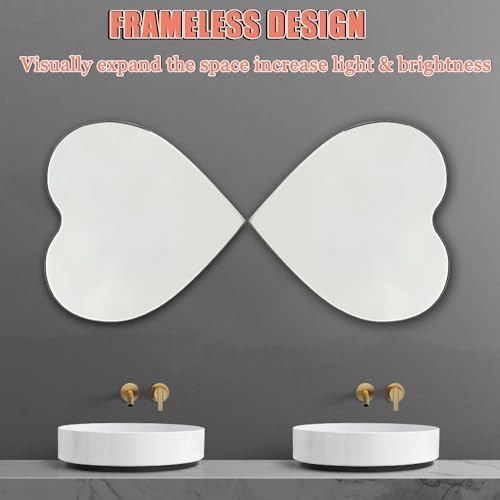 LTSRLL Heart-Shaped Mirror Tiles for Bathroom Vanity Wall