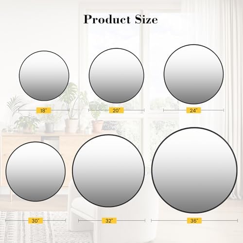 IDEALHOUSE 24 Inch Black Round Wall Mirror 1