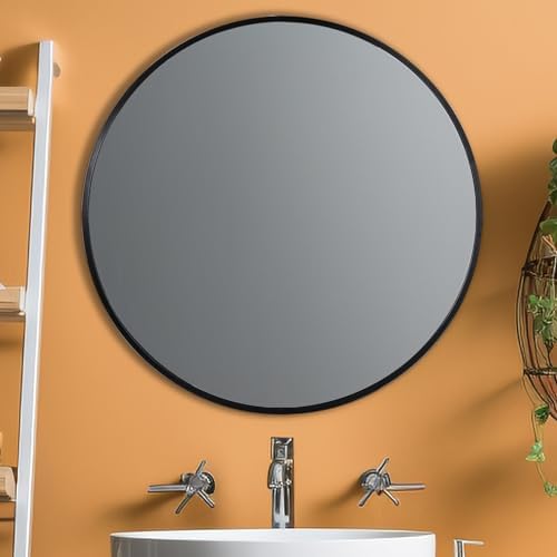 30 Inch Black Round Wall Mirror with Metal Frame 1