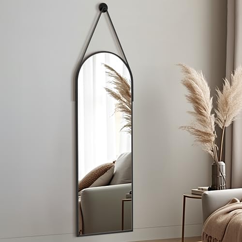 16x48 Hanging Mirror with Black Leather Strap