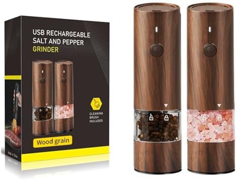 SOONHUA Rechargeable Salt Pepper Mill Set with LED Light