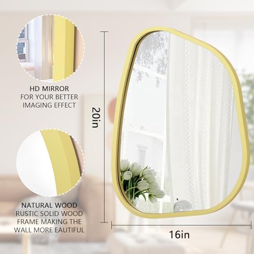 Asymmetrical Irregular Oval Wood Frame Mirror 20x16